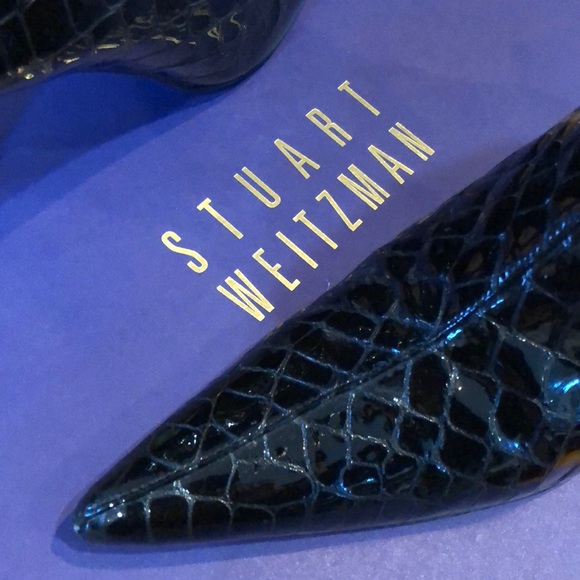 Stuart Weirzman patent black nubuckle croc boots - Picture 5 of 5